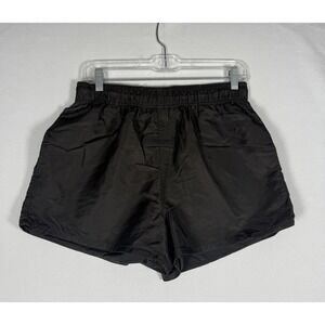 Fear of God Essentials Shorts Mens Small Shiny Black / Dark Gray Logo Nylon 3"